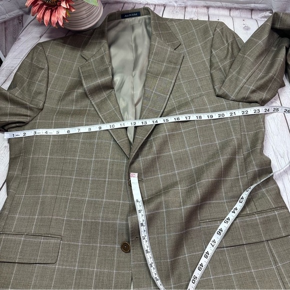 STOP 🛑 NOT AVAILABLE cremieux Men's tan khaki Plaid sport coat  sz 44L classic - Picture 10 of 13